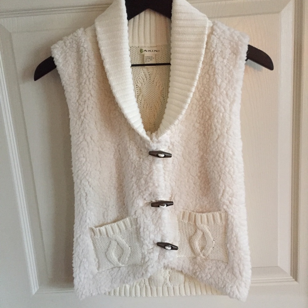 Faux Shearling Knit Vest Dakini Girls M 10